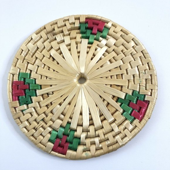 Woven Raffia Straw Trivets Set of 8 Round Square - Picture 3 of 12